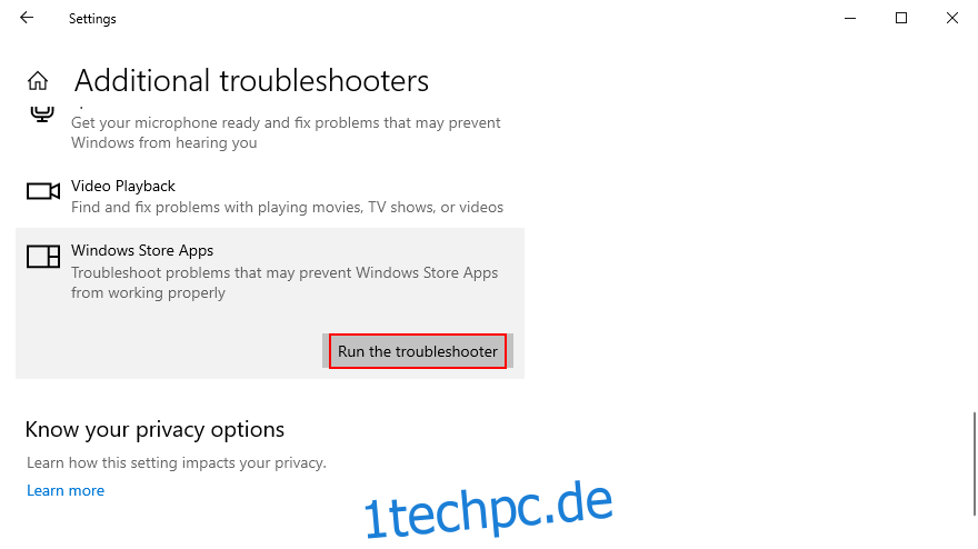 So führen Sie die Problembehandlung für Windows Store-Apps aus