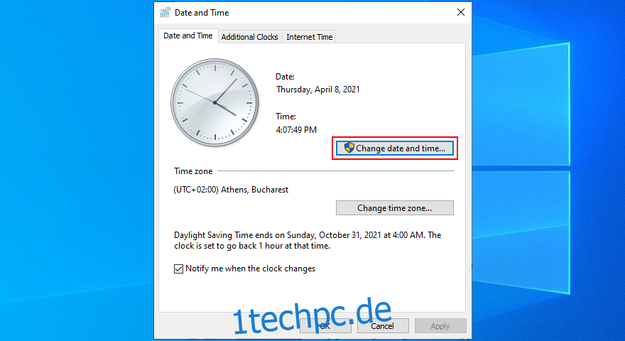 Windows 10 zeigt, wie man Datum und Uhrzeit ändert