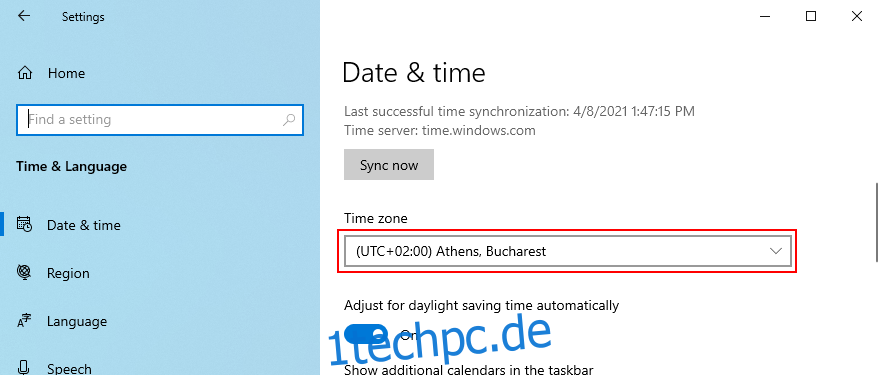 Windows 10 zeigt, wie man die Zeitzone ändert