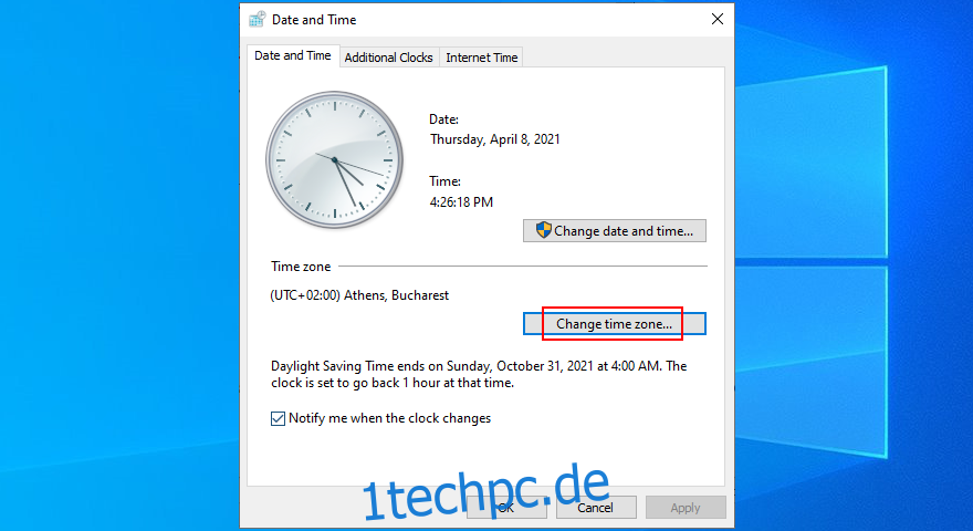 Windows 10 zeigt, wie man die Zeitzone ändert