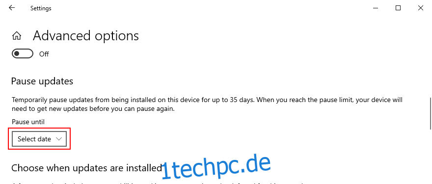 Windows 10 zeigt, wie Sie Windows-Updates anhalten