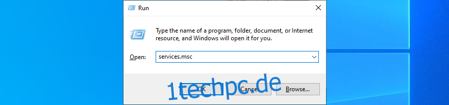 Windows 10 zeigt, wie man services.msc ausführt