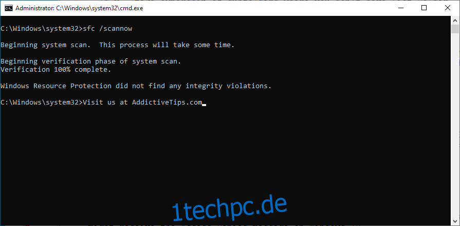 Windows zeigt, wie Sie den Befehl sfc scannow in CMD ausführen