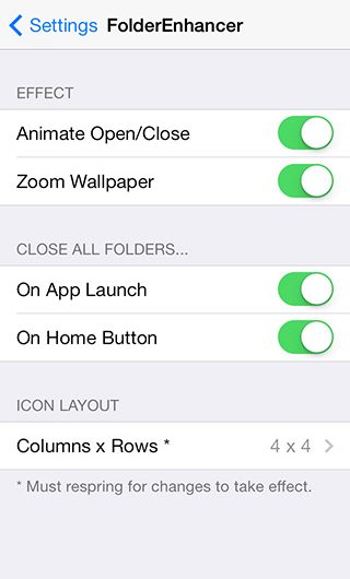 Anpassen des Symbollayouts in iOS 7-Ordnern mit FolderEnhancer