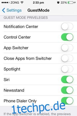 GuestMode iOS-Berechtigungen