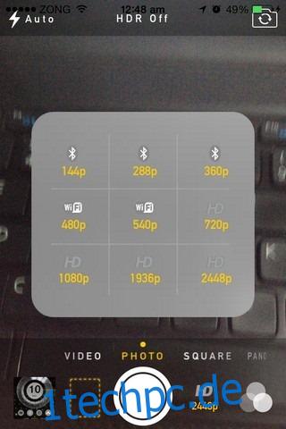 CameraTweak 2 iOS-Auflösung