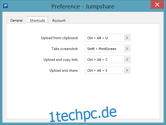 Jumpshare-Windows-Einstellungen