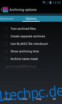 RAR für Android_Archivierungsoptionen