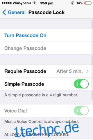 iPhone iPad iPod touch-Passcode-Lock-Einstellungen