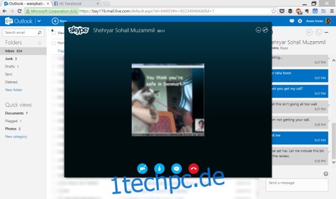 Skype auf Outlook.com im Audioanruf