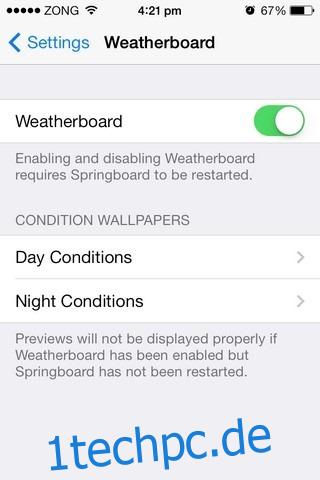 Weatherboard iOS aktivieren