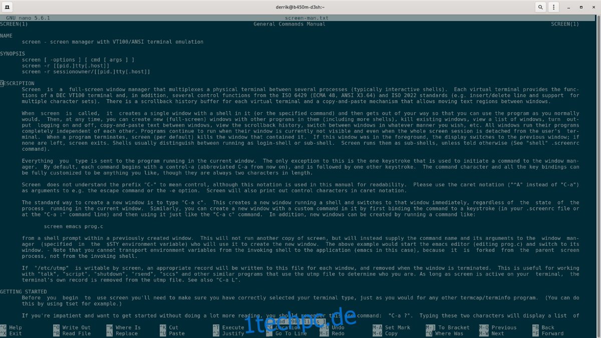 Nano-Texteditor unter Linux