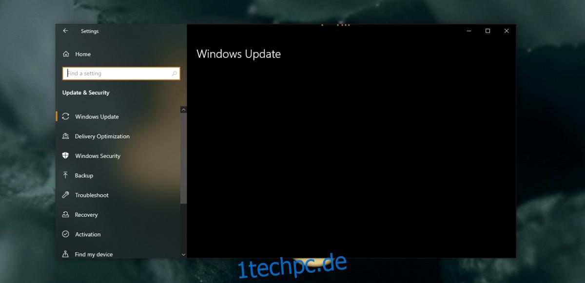 Windows Update & Sicherheit Tab wird nicht geladen