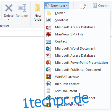 So entfernen Sie Elemente aus dem neuen Menü im Windows-Datei-Explorer