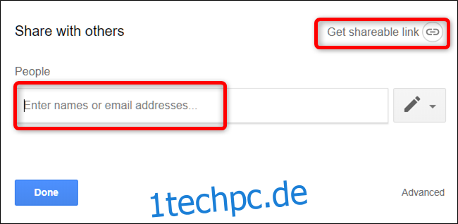 Geben Sie E-Mail-Adressen ein oder klicken Sie auf 