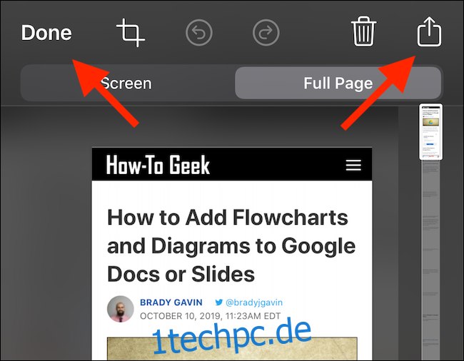 Tippen Sie auf die Schaltfläche Teilen, um die PDF-Datei in eine App zu exportieren, oder 