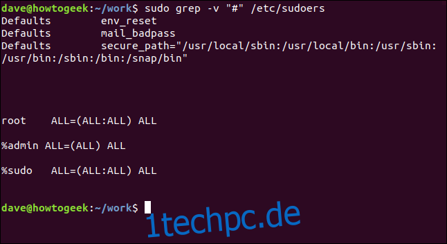 sudo grep -v 