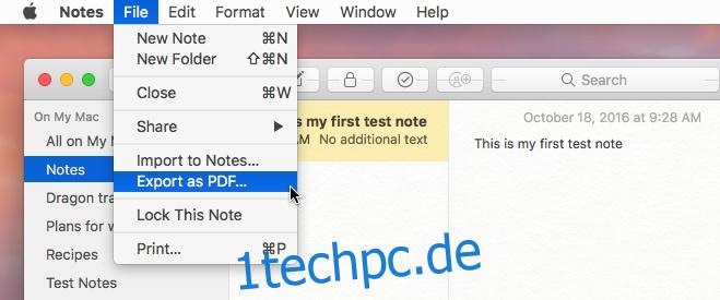 So exportieren Sie Notizen als reine Textdateien in macOS