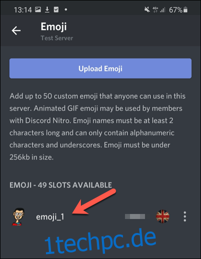 Tippen Sie auf Ihr benutzerdefiniertes Emoji in der 