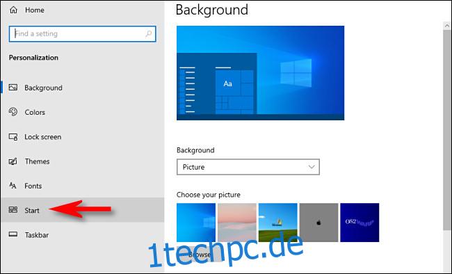 Klicken Sie in den Windows 10-Einstellungen auf 