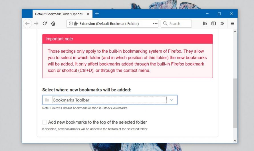 So ändern Sie den Standard-Lesezeichenordner in Firefox